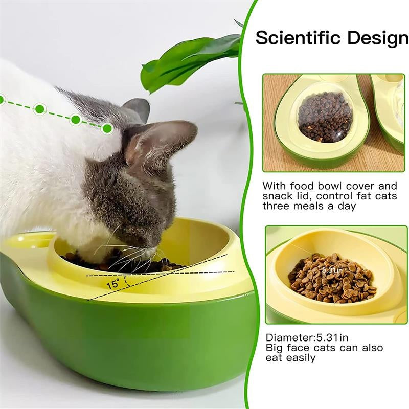 Avocado Pet Bowl • 2-in-1 Pet Bowl • Automatic Water Dispenser for Pets • Cat Food and Water Bowl • Small Dog Feeding Bowl • Cute Pet Bowl • Siphon Water Dispenser • Slow Feeding Bowl for Cats