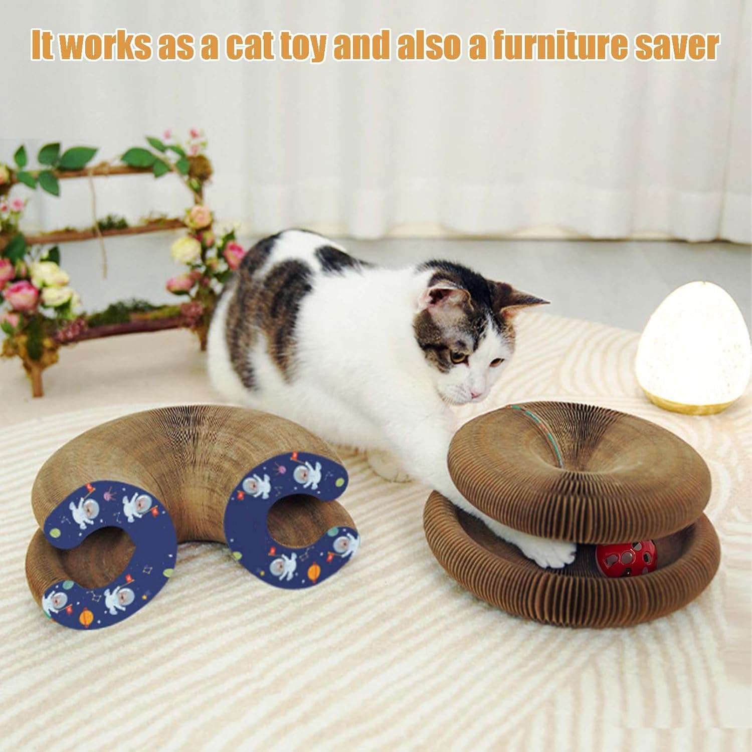 Accordion Cat Toy Interactive Cat Toy Cat Scratcher with Bell Magnetic Cat Toy Durable Cat Toy Scratch-Resistant Cat Toy Corrugated Paper Cat Toy Fun Cat Toy Indoor Cat Exercise Toy Unique Cat Toy