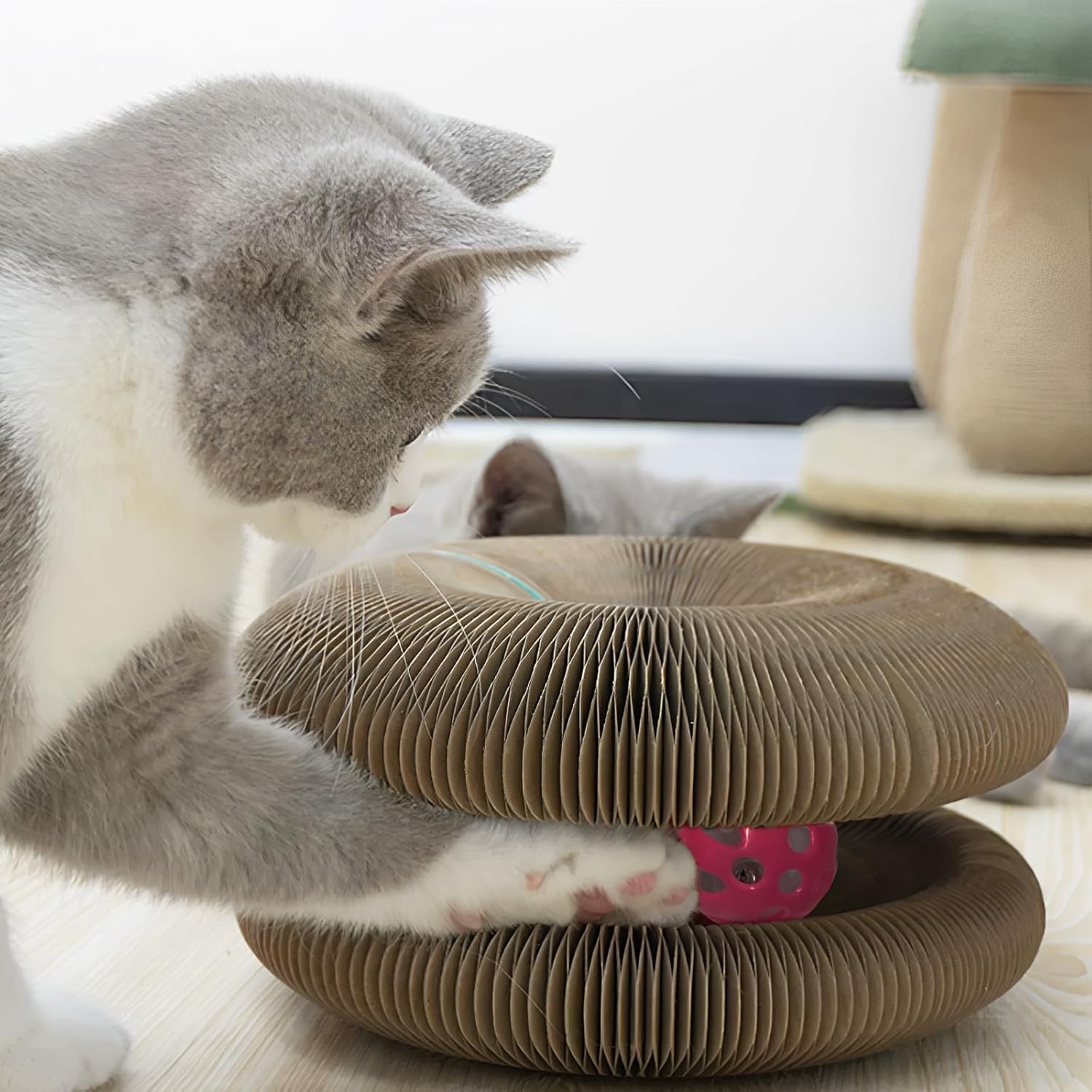 Accordion Cat Toy Interactive Cat Toy Cat Scratcher with Bell Magnetic Cat Toy Durable Cat Toy Scratch-Resistant Cat Toy Corrugated Paper Cat Toy Fun Cat Toy Indoor Cat Exercise Toy Unique Cat Toy