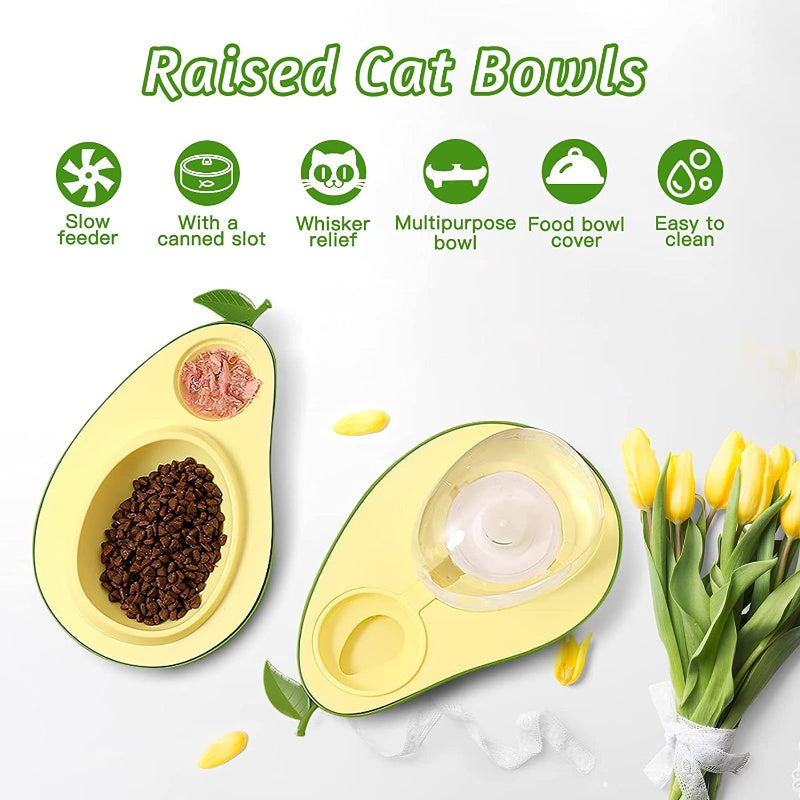 Avocado Pet Bowl • 2-in-1 Pet Bowl • Automatic Water Dispenser for Pets • Cat Food and Water Bowl • Small Dog Feeding Bowl • Cute Pet Bowl • Siphon Water Dispenser • Slow Feeding Bowl for Cats