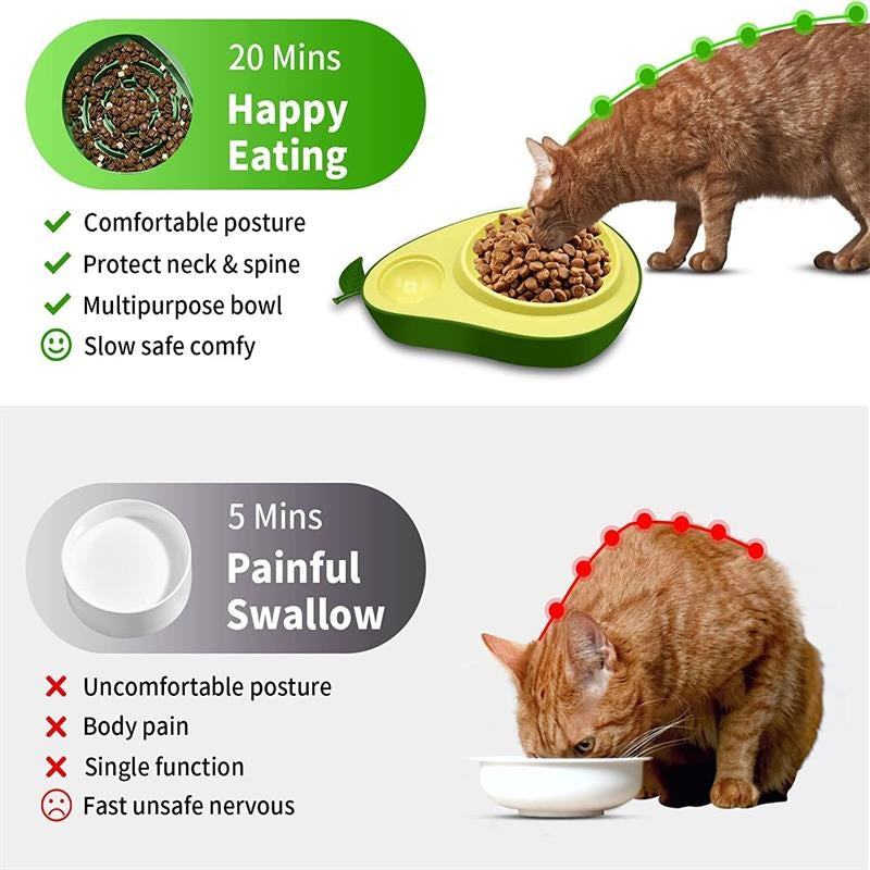 Avocado Pet Bowl • 2-in-1 Pet Bowl • Automatic Water Dispenser for Pets • Cat Food and Water Bowl • Small Dog Feeding Bowl • Cute Pet Bowl • Siphon Water Dispenser • Slow Feeding Bowl for Cats