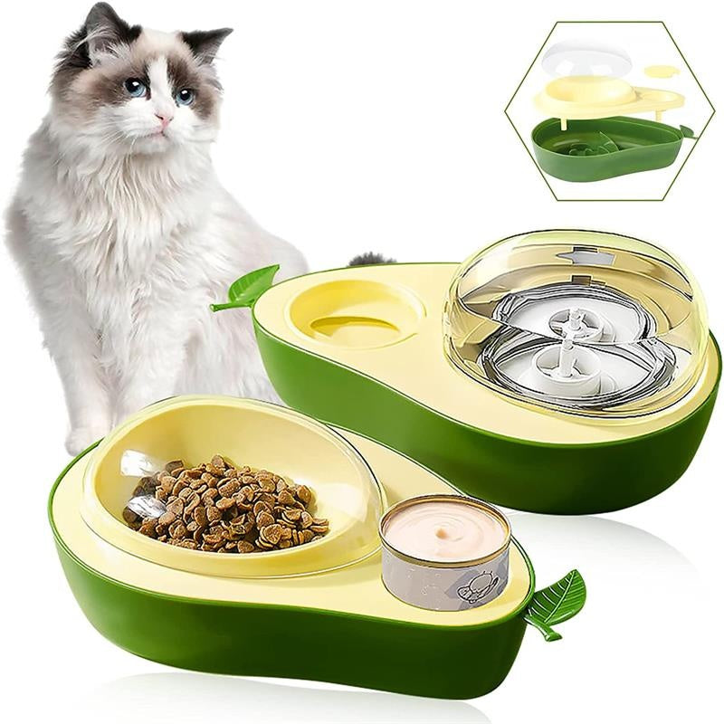 Avocado Pet Bowl • 2-in-1 Pet Bowl • Automatic Water Dispenser for Pets • Cat Food and Water Bowl • Small Dog Feeding Bowl • Cute Pet Bowl • Siphon Water Dispenser • Slow Feeding Bowl for Cats