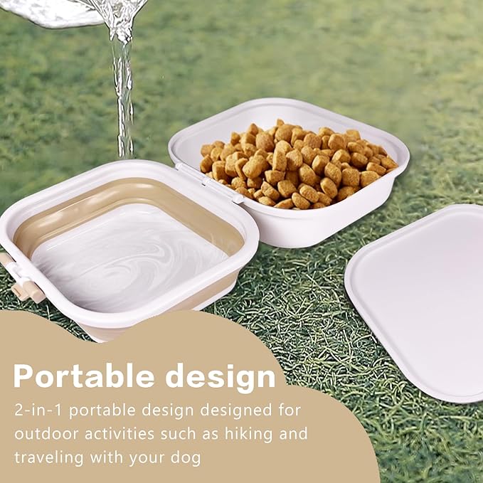 Portable Double-Layer Dog Water & Food Bowl | Perfect for Outdoor Adventures | BPA-Free